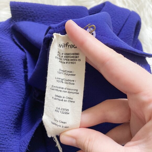 Aritzia Wilfred Le Fou Cobalt Blue Trompette Silk Crepe Raw Hem Mini Dress - Picture 8 of 8